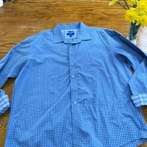 Egara Men’s blue plaid button front long sleeve shirt.  Size 3XLT.